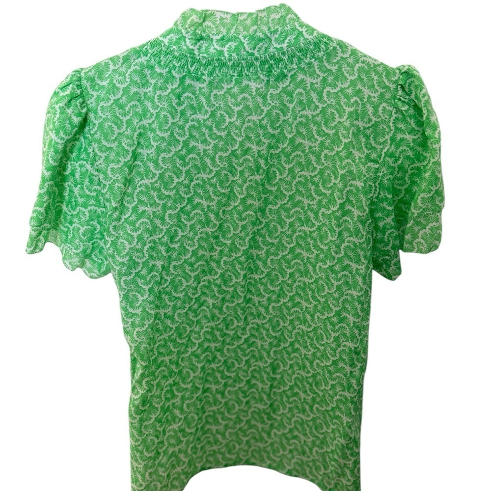 Caslon Vibrant Green Blouse Women M Medium Short Sleeve Top Blpuse - Picture 2 of 4